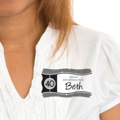 Adult 40th Birthday - Personalized Birthday Party Name Tag Stickers - 8 ct