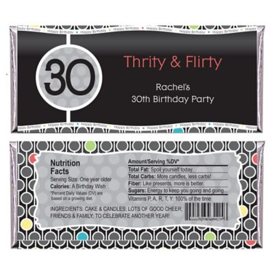 Adult 30th Birthday - Personalized Birthday Party Candy Bar Wrapper Favors
