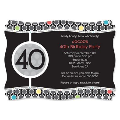 Adult 40th Birthday - Personalized Birthday Party Invitations