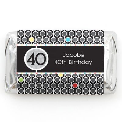 Adult 40th Birthday - Personalized Birthday Party Mini Candy Bar Wrapper Favors - 20 ct