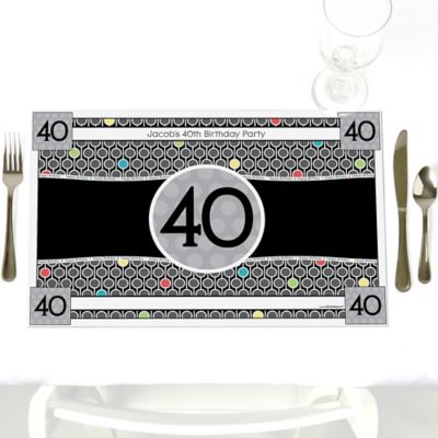 Adult 40th Birthday - Personalized Birthday Party Placemats