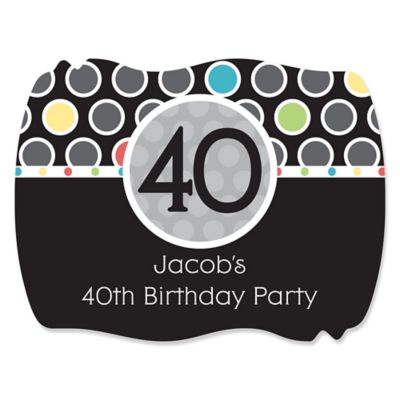Adult 40th Birthday - Personalized Birthday Party Squiggle Stickers - 16 ct