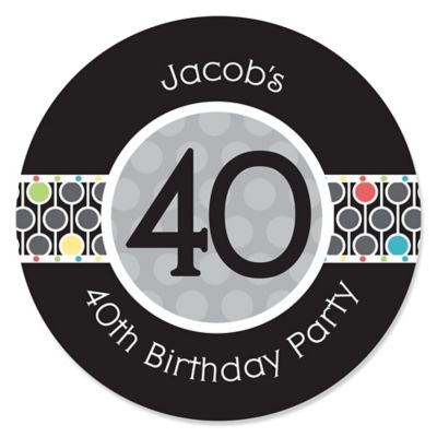 Adult 40th Birthday - Personalized Birthday Party Sticker Labels - 24 ct