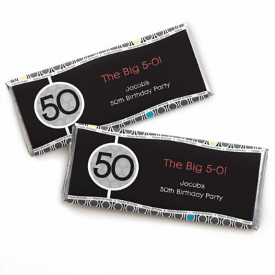 Adult 50th Birthday - Personalized Birthday Party Candy Bar Wrapper Favors