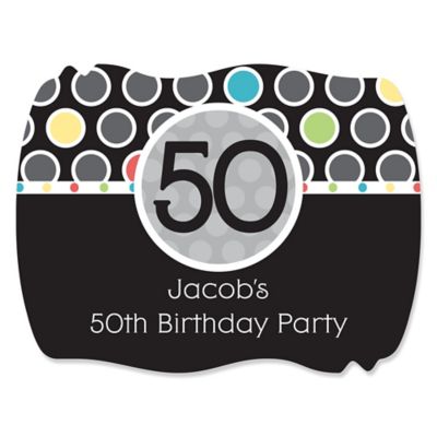 Adult 50th Birthday - Personalized Birthday Party Squiggle Stickers - 16 ct