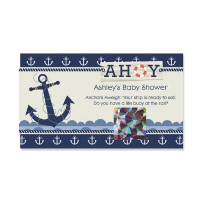 Ahoy - Nautical - Personalized Baby Shower Scratch Off Cards - 22 ct