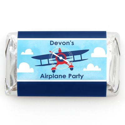 Airplane - Personalized Baby Shower Mini Candy Bar Wrapper Favors - 20 ct