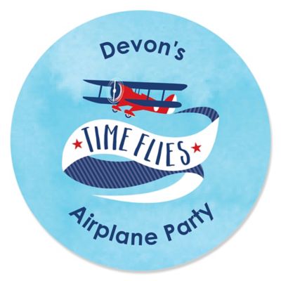 Airplane - Personalized Baby Shower Sticker Labels - 24 ct 