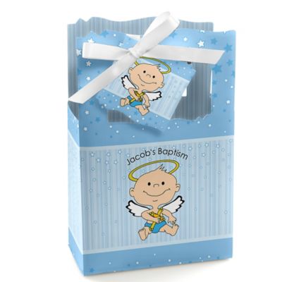 Angel Baby Boy - Personalized Baptism Favor Boxes