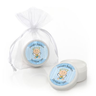 Angel Baby Boy - Personalized Baptism Lip Balm Favors