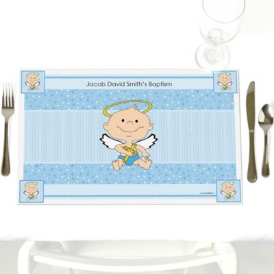 Angel Baby Boy - Personalized Baptism Placemats