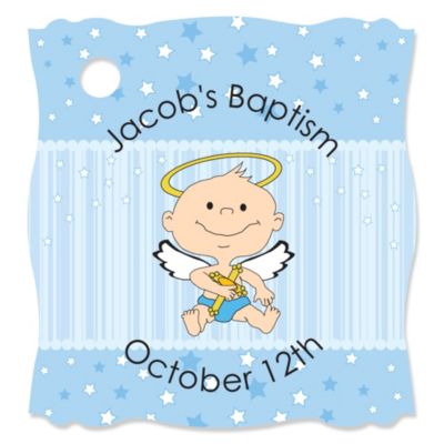 Angel Baby Boy - Personalized Baptism Tags - 20 ct