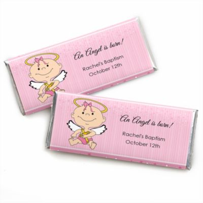 Angel Baby Girl - Personalized Baptism Candy Bar Wrapper Favors