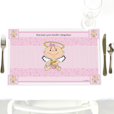 Angel Baby Girl - Personalized Baptism Placemats