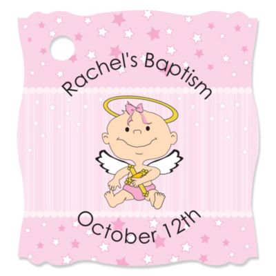 Angel Baby Girl - Personalized Baptism Tags - 20 ct