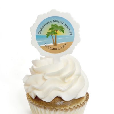 Beach - Personalized Bridal Shower Cupcake Pick and Sticker Kit -  12 ct