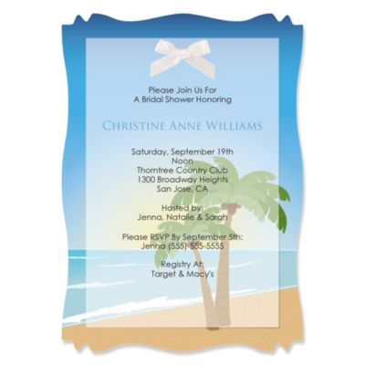 Beach - Personalized Bridal Shower Vellum Overlay Invitations