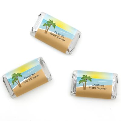 Beach - Personalized Bridal Shower Mini Candy Bar Wrapper Favors - 20 ct
