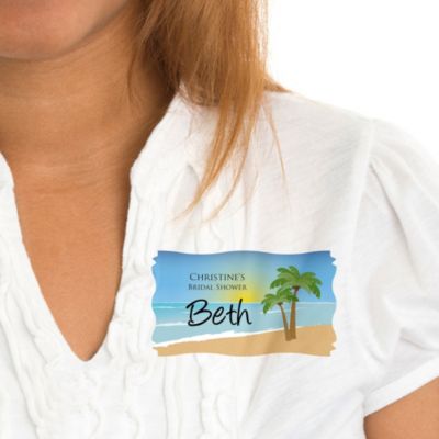 Beach - Personalized Bridal Shower Name Tag Stickers - 8 ct