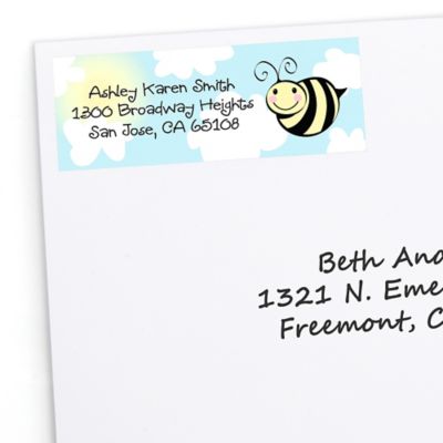 Cute-As-Can-BEE - Personalized Baby Shower Return Address Labels - 30 ct 