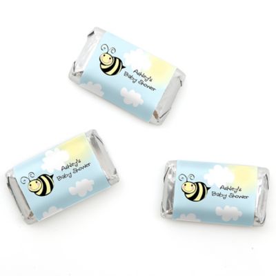 Cute-As-Can-BEE - Personalized Baby Shower Mini Candy Bar Wrapper Favors - 20 ct