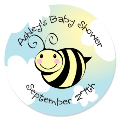 Cute-As-Can-BEE - Personalized Baby Shower Sticker Labels - 24 ct 