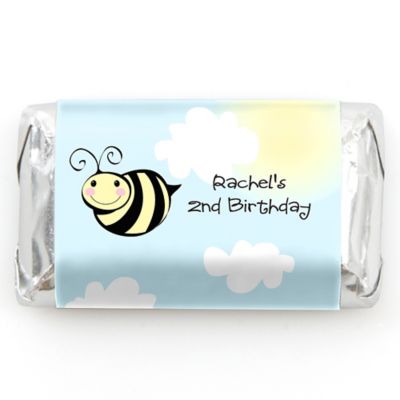 Cute-As-Can-BEE - Personalized Birthday Party Mini Candy Bar Wrapper Favors - 20 ct