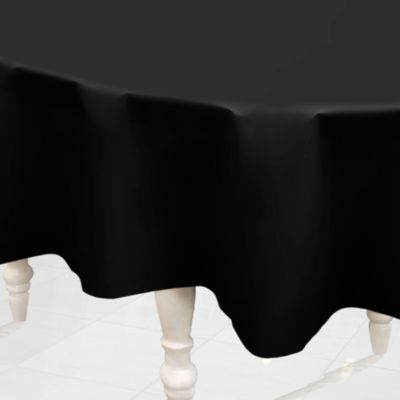 Black - Birthday Party Plastic Round Tablecovers