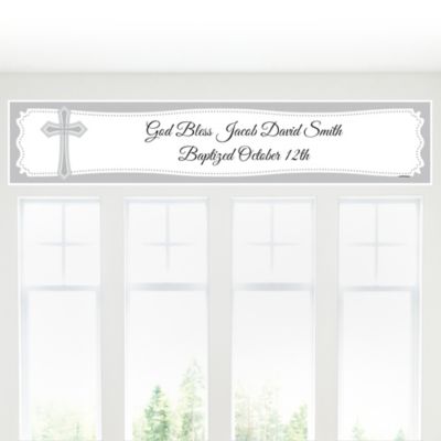 Delicate Blessings Cross - Personalized Baptism Banners