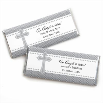 Delicate Blessings Cross - Personalized Baptism Candy Bar Wrapper Favors