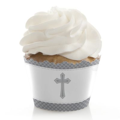 Delicate Blessings Cross - Baptism Cupcake Wrappers