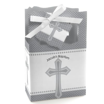 Delicate Blessings Cross - Personalized Baptism Favor Boxes