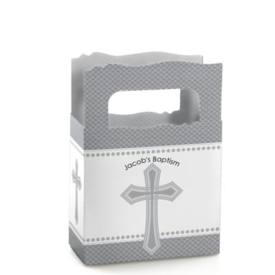 Delicate Blessings Cross - Personalized Baptism Mini Favor Boxes