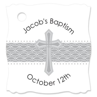 Delicate Blessings Cross - Personalized Baptism Tags - 20 ct