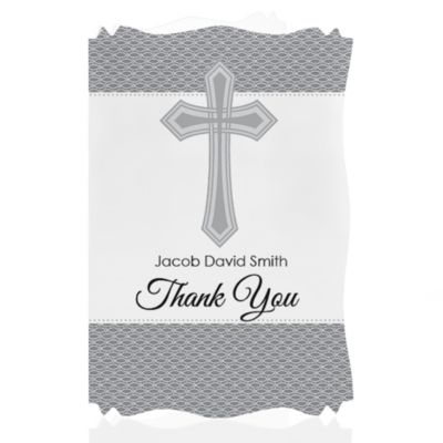 Delicate Blessings Cross - Personalized Baptism Thank You Cards 