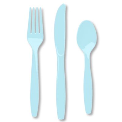 Blue - Bridal Shower Forks, Knives, Spoons - 24 ct