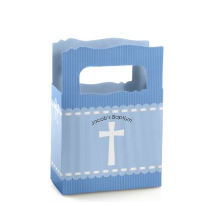 Delicate Blue Cross - Personalized Baptism Mini Favor Boxes