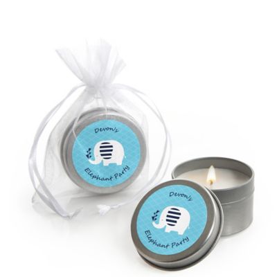 Blue Baby Elephant  - Personalized Baby Shower Candle Tin Favors