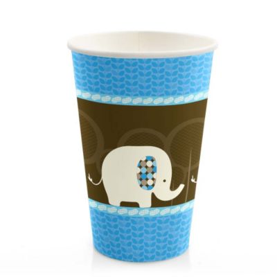 Blue Baby Elephant  - Baby Shower Hot/Cold Cups - 8 ct