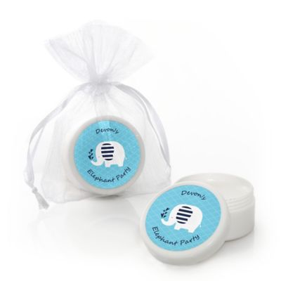 Blue Baby Elephant - Personalized Baby Shower Lip Balm Favors 