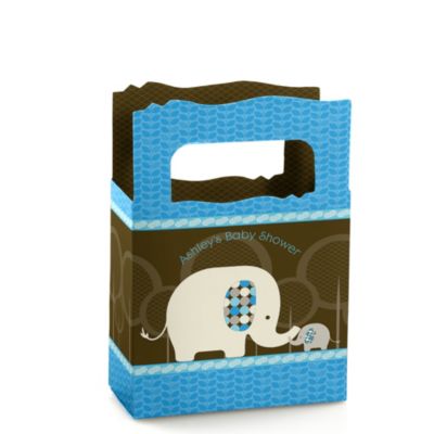 Blue Baby Elephant - Personalized Baby Shower Mini Favor Boxes