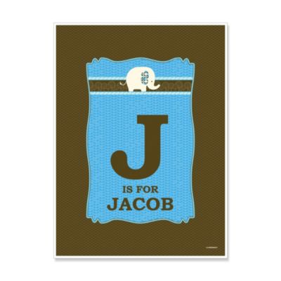Blue Baby Elephant - Personalized Baby Shower Poster Gift 