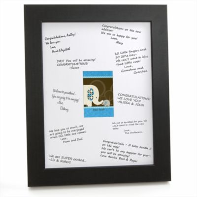 Blue Baby Elephant - Personalized Baby Shower Signature Mat Gift 