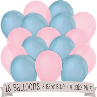 Blue and Pink - Birthday Party Latex Balloons - 16 ct
