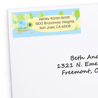 Blue Baby Turtle - Personalized Baby Shower Return Address Labels - 30 ct