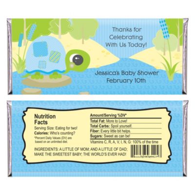 Blue Baby Turtle - Personalized Baby Shower Candy Bar Wrapper Favors