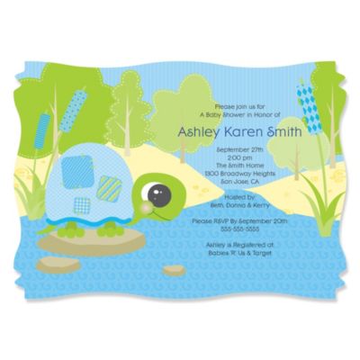 Blue Baby Turtle - Personalized Baby Shower Invitations