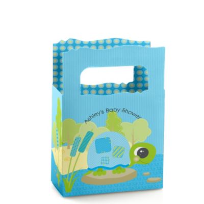 Blue Baby Turtle - Personalized Baby Shower Mini Favor Boxes