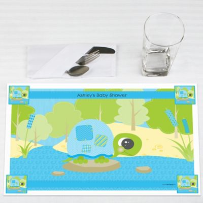 Blue Baby Turtle  - Personalized Baby Shower Placemats