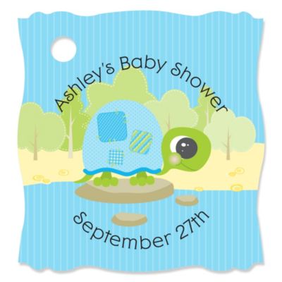 Blue Baby Turtle - Personalized Baby Shower Tags - 20 ct